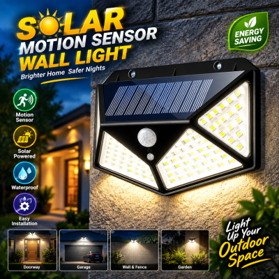 LED Outdoor Solar Motion Sensor Wall Light – 12W Waterproof Wireless Solar Spotlight with 3 Lighting Modes, 2200mAh Rechargeable Battery for Garden & Yard Security